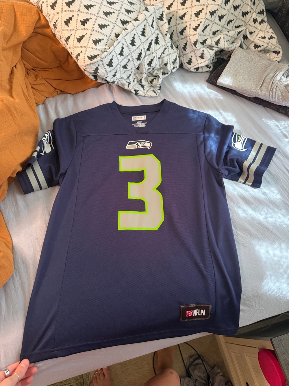 Seattle Seahawks #3 Navy & Neon Green Football Jersey